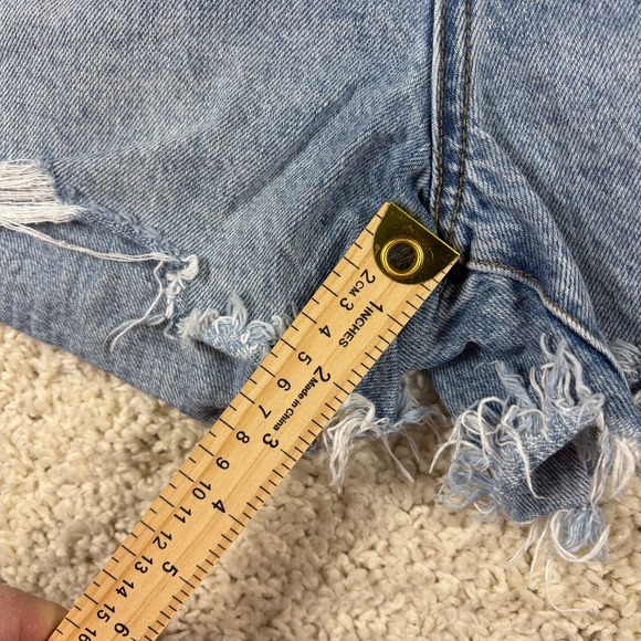 Pistola Womens Size 26 Blue Denim Distressed High Rise Cutoff Shorts - Picture 7 of 10